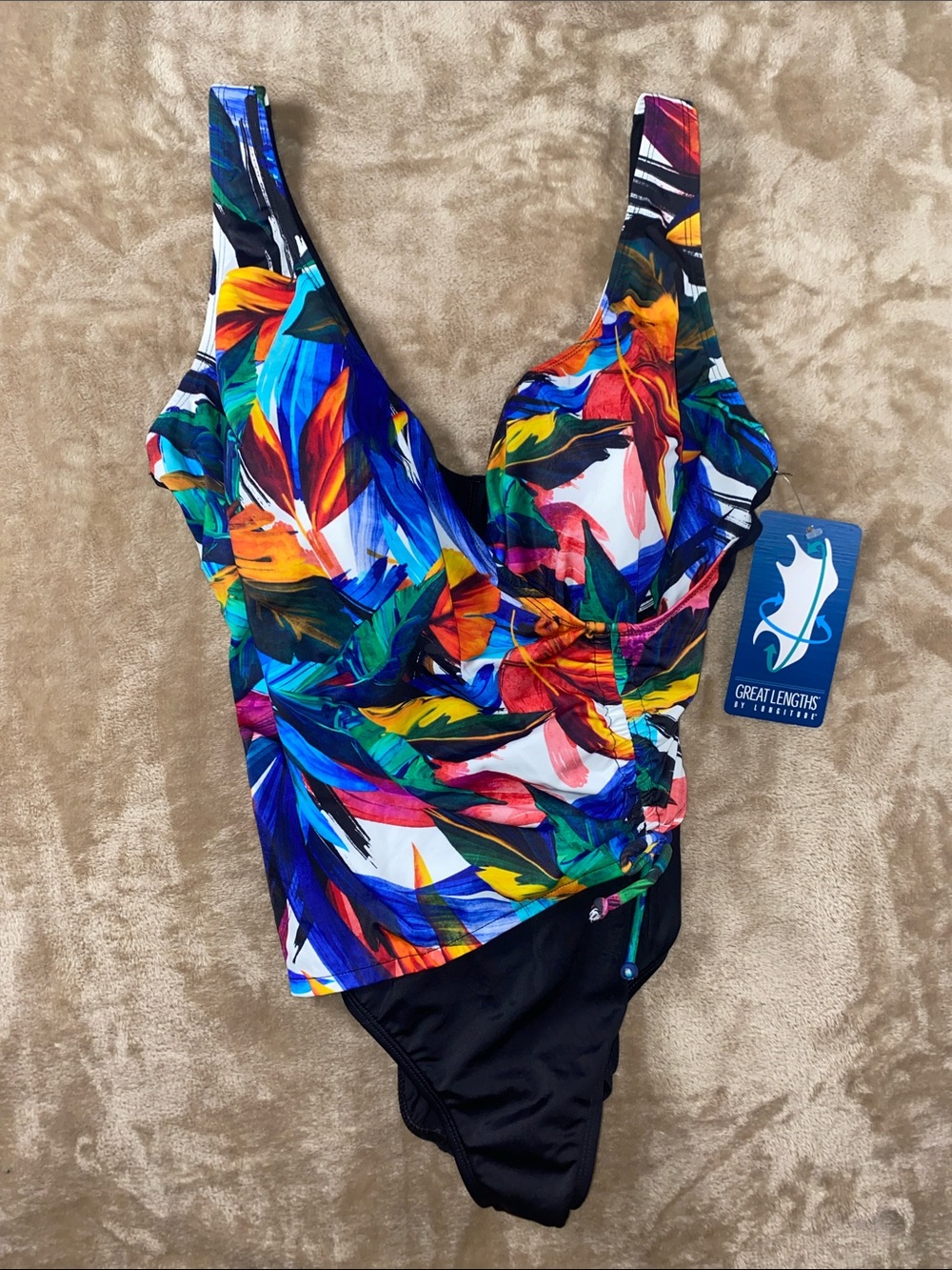 NWT Longitude Multi-Color Tropical Leaf One-Piece Swimsuit